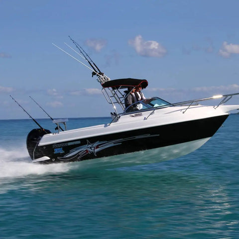 Boat speeding on water, Replace Mercury Marine Kill Switch Lanyard With A 54 Inch Long Emergency Stop Safety Cord Aluminum Clip in use
