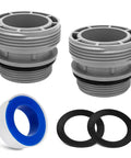 Pool Hose Adapter Kit 40mm To 1.5 Inch For Above Ground Pools, 2 pack grey with gaskets and teflon tape, connectors visible