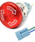 Heavy Duty 16mm Latching Emergency Stop Push Button Switch With 32mm Head In Stainless Steel 304, Wired Socket, 1NO 1NC close-up