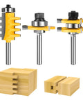 One Quarter Inch Shank Tongue And Groove Router Bits Set And Reversible Finger Joint Router Bit Three Pack Pro Grade for woodworking
