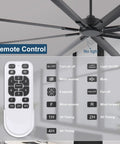 Remote control and features for 84 Inch HVLS Industrial Ceiling Fan With Heavy Duty Aluminum Blades Rust Proof Coating Quiet DC Motor