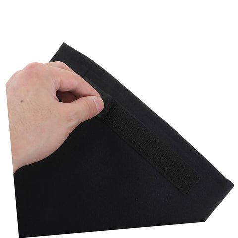Hand adjusting velcro on Legit Flame Resistant Welding Sleeves And Built Different Cotton Arm Guards Offering Heavy Duty Heat Protection For Serious Shop Work And Mechanic Hustles.