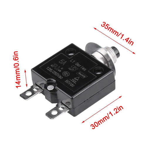 15A Manual Reset Thermal Circuit Breaker For Home And DIY Projects, Auto Overload Protection At 125-250V AC And 50V DC