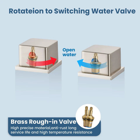 Rotation mechanism of Eight Inch Widespread Tub Filler Faucet With Waterfall Spout Dual Handles High Flow Bath Mixer Dope Modern Look Solid Brass Construction Brushed Nickel Finish Three Hole Installation For Modern Bathroom