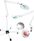 Magnifying Glass With Light And Stand For Salon Esthetics On A Rolling Floor Lamp Base With Five Color Modes And Stepless Dimming