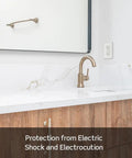 Bathroom countertop with a GFCI Outlet 15 Amp With Self Test, Tamper-Resistant, LED Indicator Light, Ground Fault Protection So You Stay Safe