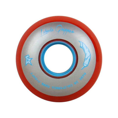 Gripper Roller Hockey Wheels With Hybrid Ceramic Bearings X Soft Red 59mm showing close-up of top view.