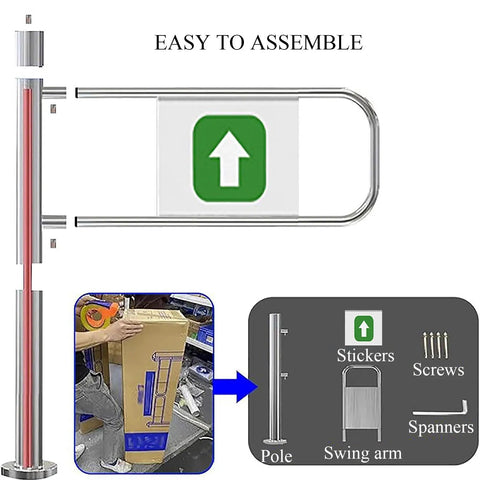 Heavy Duty Stainless Steel Swing Gate With Automatic Self Closing Security Barrier For Backyards And Commercial Lots showing assembly components.
