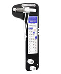 Rigging Tension Gauge For Sailboats And Mast Gear Quick Read Calibration Chart Anodized Aluminum Tension Meter shown vertically.