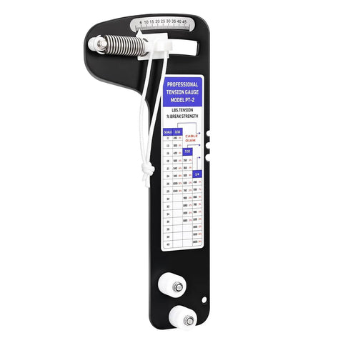 Rigging Tension Gauge For Sailboats And Mast Gear Quick Read Calibration Chart Anodized Aluminum Tension Meter shown vertically.