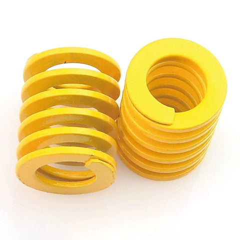 Heavy Duty Compression Die Springs Built Tough For Quick 3D Printer Heat Bed Leveling, yellow solid steel wire coils stacked.