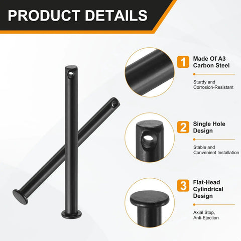 4 Pack M6x70mm Single Hole Clevis Pins Black Workhorse Fastening Pins For Quick Easy Use In Agriculture Construction Aviation And More Multipurpose Clevis Pins For Mechanical Linkages Hinges Rigging And Furniture Assembly, A3 steel