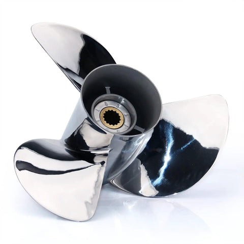 Stainless Steel Boat Propeller 13.25 Diameter 17 Pitch 15 Spline Tooth Right Hand Rotation 3 Blade OEM Style Fit For 50 To 130 HP Outboard Engines Durable Marine Prop For Smooth Acceleration And Top End Performance