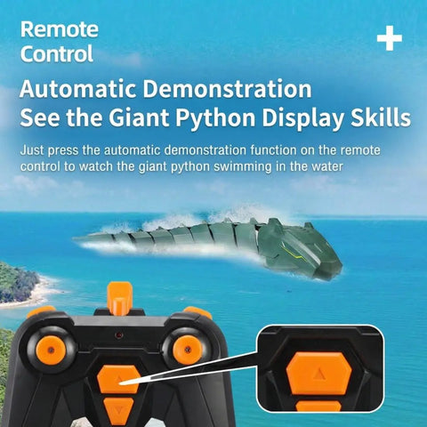 Dope Remote Control Water Snake Toy With Camera For Pool Play and remote showing demonstration of python swimming motion