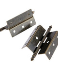 Pair Of Antique Bronze Cabinet Door Hinges Made From Tough Zinc Alloy With A Sweet Vintage Crown Shape and eight mounting holes