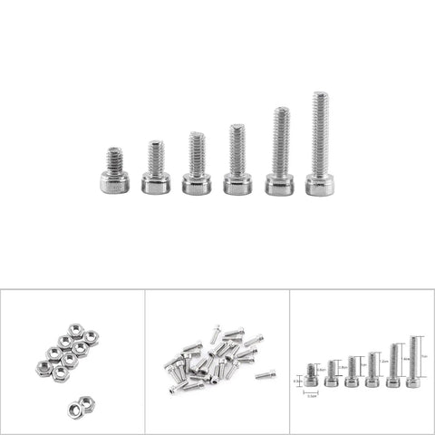 A2 Stainless Steel Hex Socket Screw And Nut Kit, 250 Piece Fastener Set with various sizes of screws and nuts shown.