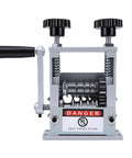 Tbest Electric Wire Stripper Machine With Adjustable 6 Hole Design And V Groove Rollers, silver metal construction with control knobs.