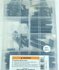 Roll Pin Assortment Kit 120 Piece In Spring Steel With 10 Diameters From 3/32 To 3/8 Inch and 11 Lengths From 3/16 To 2 Inches in clear case