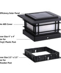 Boss Tier 4X4 Solar Post Cap Lights With Slick Black Shield And Dual Tone LED Panels For Vinyl Or Wooden Fences To Brighten Your Garden Deck Patio Area Daily, showing solar panel and adapters.