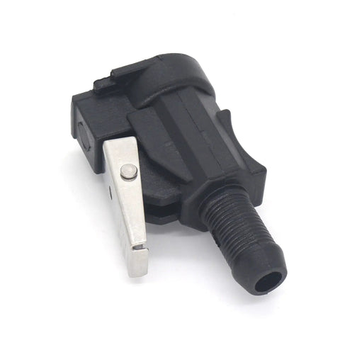 Three Eighth Inch Marine Boat Fuel Pipe Joint Connector Quick Fit for Outboard Fuel Line Female Quick Connector Replacement 22-13563A3 22-13563Q3 Fits Various Outboard Motors Marine Grade, black plastic connector with metal clip