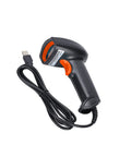 USB Handheld 1D 2D Barcode Scanner With QR Code Reader And Auxiliary Lighting For Mobile Payment Black And Orange