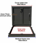 Heavy Duty Aluminum Roof Access Hatch Door With Maintenance Hatch And Security Barrier For Emergency Access In Factory Warehouse Or Home Attic Skylight Cover Rainproof Anti Theft Blackout 95x95cm, open view