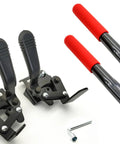 Two Pack Wheelchair Brake And Handle Extension Set With Tools And Hardware For Silver Sport 2 Cruiser III Cruiser X4 Bariatric And Recliner Chairs Left And Right Pairs Black Finish Easy Install, showing brakes and handle extensions