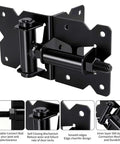 Self Closing Gate Hinge And Latch Kit For Wooden And Vinyl Fence Gates, Easy Install, Durable Weatherproof Self Locking Gate Latch, Fits Outdoor Fences Like Pool Gates And Barn Doors, Smooth Quiet Operation, black steel hinge-latch kit