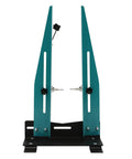 Front view of Pro Grade Bicycle Wheel Truing Stand with adjustable width and dual 360 degree rotating adjustments for bike wheelsets.