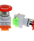 Emergency Stop Push Button Switch 660V 10A Red Mushroom Cap 1NO 1NC DPST Latching Self Lock 22mm Mount Hole