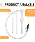 Smooth Operator Universal Transmission Fluid Pump For Quart Bottles components, including suction tubes and butterfly adapter, for efficient fluid transfer.