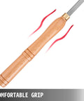 Wood turning lathe tool with wooden ergonomic handle and steel blade