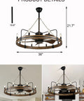 Beaded Wood Chandelier With 6 Candle Lights Rustic Farmhouse Pendant Ceiling Light In Black for various ceiling types