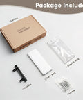 Packaging components of Six Pack Black Cabinet Pulls 5 Inch Center To Center Stainless Steel Handles including screws and foam bag.