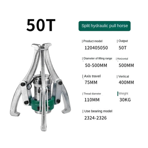 50T Split Hydraulic Puller 5 To 20 Ton Heavy Duty Universal 2 Or 3 Jaw Bearing And Pulley Separator With 360 Degree Rotating Pump Head