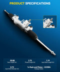 Ford Focus Hydraulic Power Steering Rack And Pinion Assembly 2006 Through 2011 Direct Fit Drop In Replacement dimensions shown