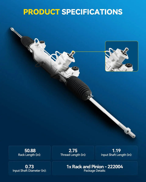 Ford Focus Hydraulic Power Steering Rack And Pinion Assembly 2006 Through 2011 Direct Fit Drop In Replacement dimensions shown