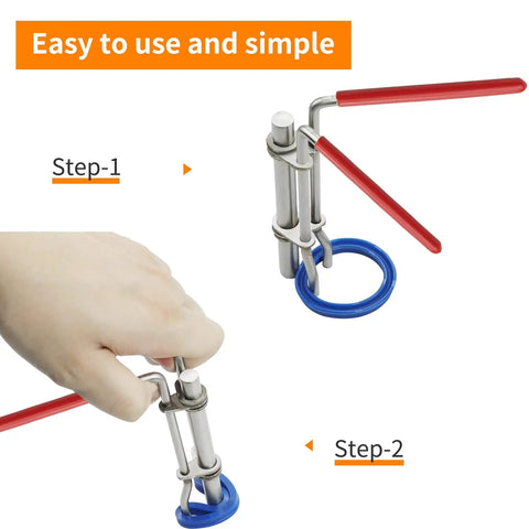 Pro Grade All In One Hydraulic Cylinder Seal Installer Kit 3 Piece Set with rubber grip handles during seal installation process