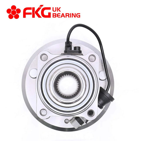 Top view of a Rear Wheel Bearing Hub Assembly with ABS cable, fits 2007-2009 Chevy Equinox, Pontiac Torrent, Saturn Vue, Suzuki XL 7, 2012-2014 Chevy Captiva Sport.