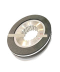 Front view of electromagnetic brake disc friction plate, 129mm OD, 19-tooth inner spline, Amazon BISS.