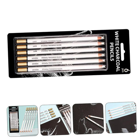 Six Pack White Sketching Pencils For Drawing And Shading Great For Beginners And Artists White Charcoal Pencils