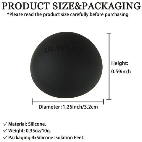 One Point Two Five Inch Silicone Hemisphere Isolation Feet Four Pack Non Skid Speaker Pads For Small Speakers Turntables Subwoofers Record Players Vibration Dampening And Anti Vibration