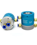 G1/8 Port Electric Slip Ring With Two Passages Pneumatic Rotary Joint Rotary Union, 6 To 24 Circuits, 2A To 5A Capacity, 18CH Version For Rotary Electrical Connector And Industrial Grade Rotation Demands, blue metal unit