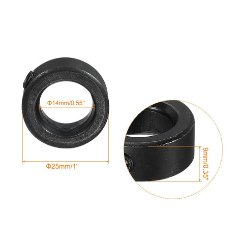 Heavy Duty Shaft Collar Set Screw Style Clamping Collars 9 Sixteen Inch Bore Carbon Steel Black 4 Pack dimensions
