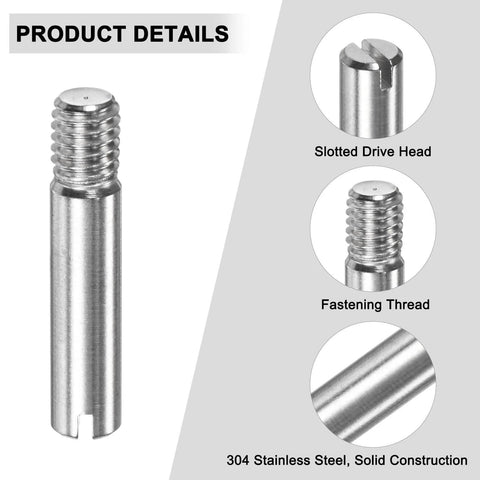 20 Pack M6 X 30mm Slotted Cylindrical Pin Dowel In 304 Stainless Steel External Thread Locating Dowel Parallel Pins