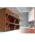Beefy 30N hydraulic cabinet lift supports installed in kitchen cabinet with soft close lid and metal head gas spring action, 11.4 inch length.