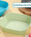 Silicone Air Fryer Liners Set Of 4 Pcs 7.6 Inch Square Reusable Liners For 3 To 6 Qt Air Fryers, colorful silicone design.