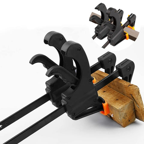 Dual Size Bar Clamps Set 4 Inch And 8 Inch Quick Grip Trigger Clamps One Handed Ratchet Clamp For Woodworking And Craft Projects 65 Lb