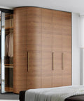 Wooden closet with 5 Inch Hole Center Antique Brass Cabinet Pulls Zinc Alloy Kitchen Drawer Pulls 6 Pack handles installed.