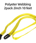 2 Pack 10 Ft Long 2 In Heavy Duty Lifting Slings Straps Polyester Flat Webbing on white background
